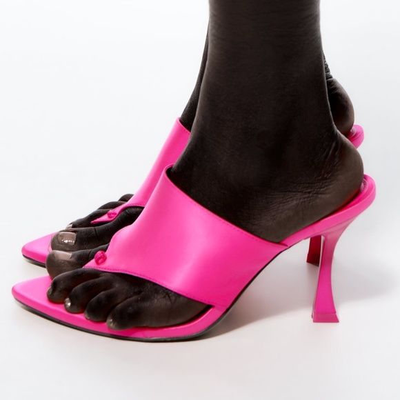 Zara Pink Heeled Mules - Picture 1 of 7